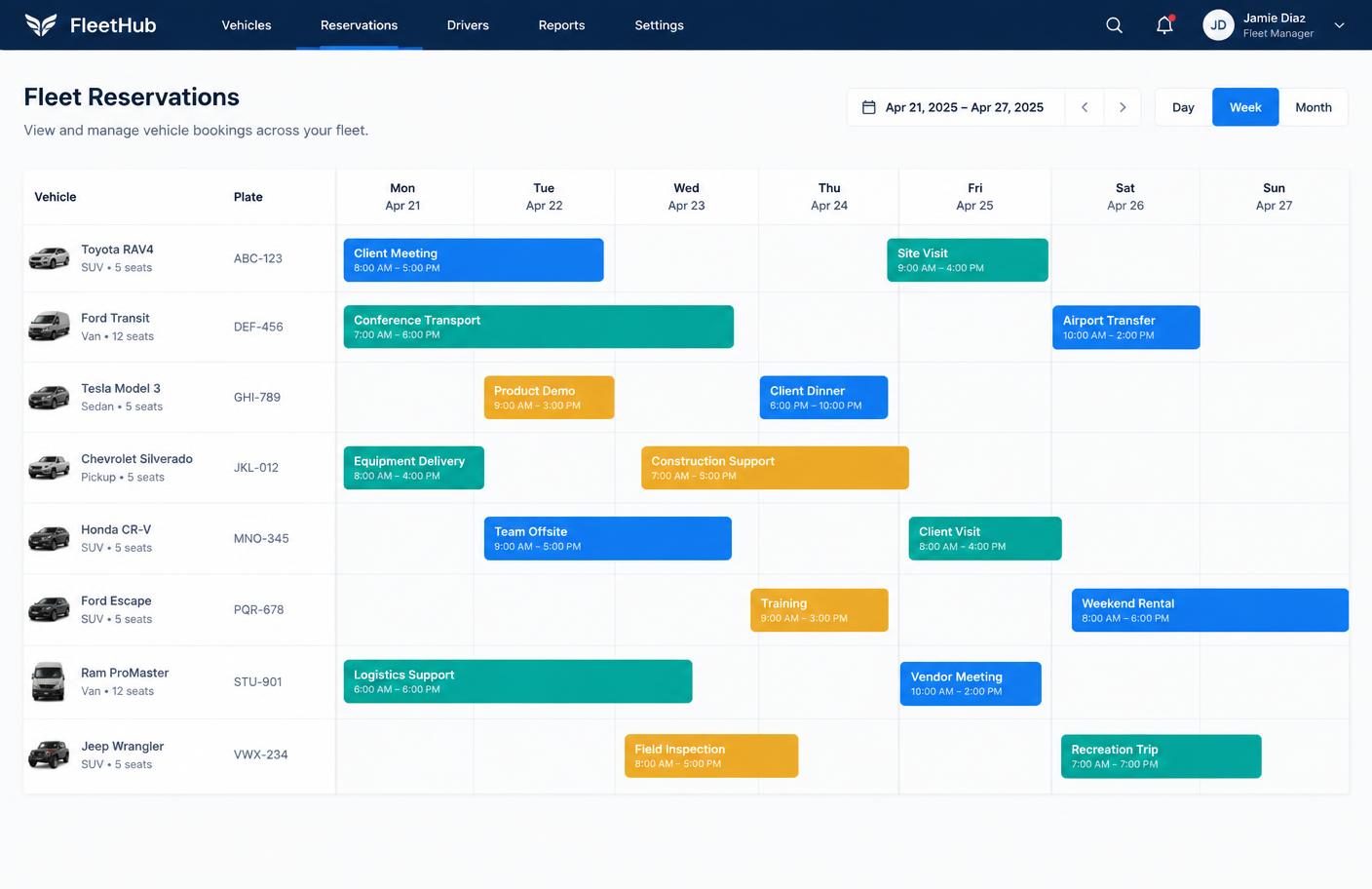 A reservations calendar that prevents double bookings
